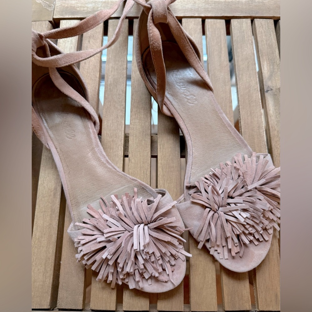 Madewell Pink Suede Tie-Up Sandals, size 7